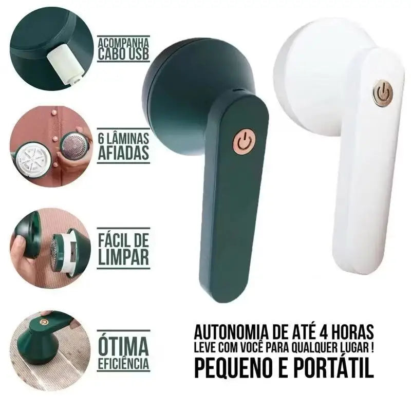 Removedor Elétrico de Bolinhas para Roupas Recarregável USB – Portátil, Potente e Seguro