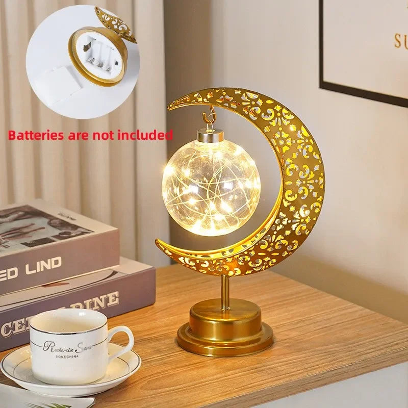Luminária LED Lua Ramadan 2026 – Decoração Eid Mubarak em Metal para Casa e Quarto | Ramadan Kareem | Presente Islâmico para Eid al-Adha e Festas Muçulmanas