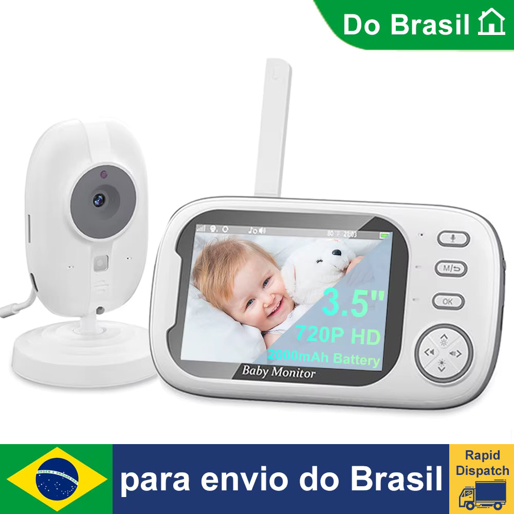 Monitor de Bebê 3,5 Polegadas com Câmera, Sem Wi-Fi, Babá Eletrônica com 8 Canções de Ninar, Áudio Bidirecional, Visão Noturna, Monitor de Vídeo para Uso Interno 👶📹